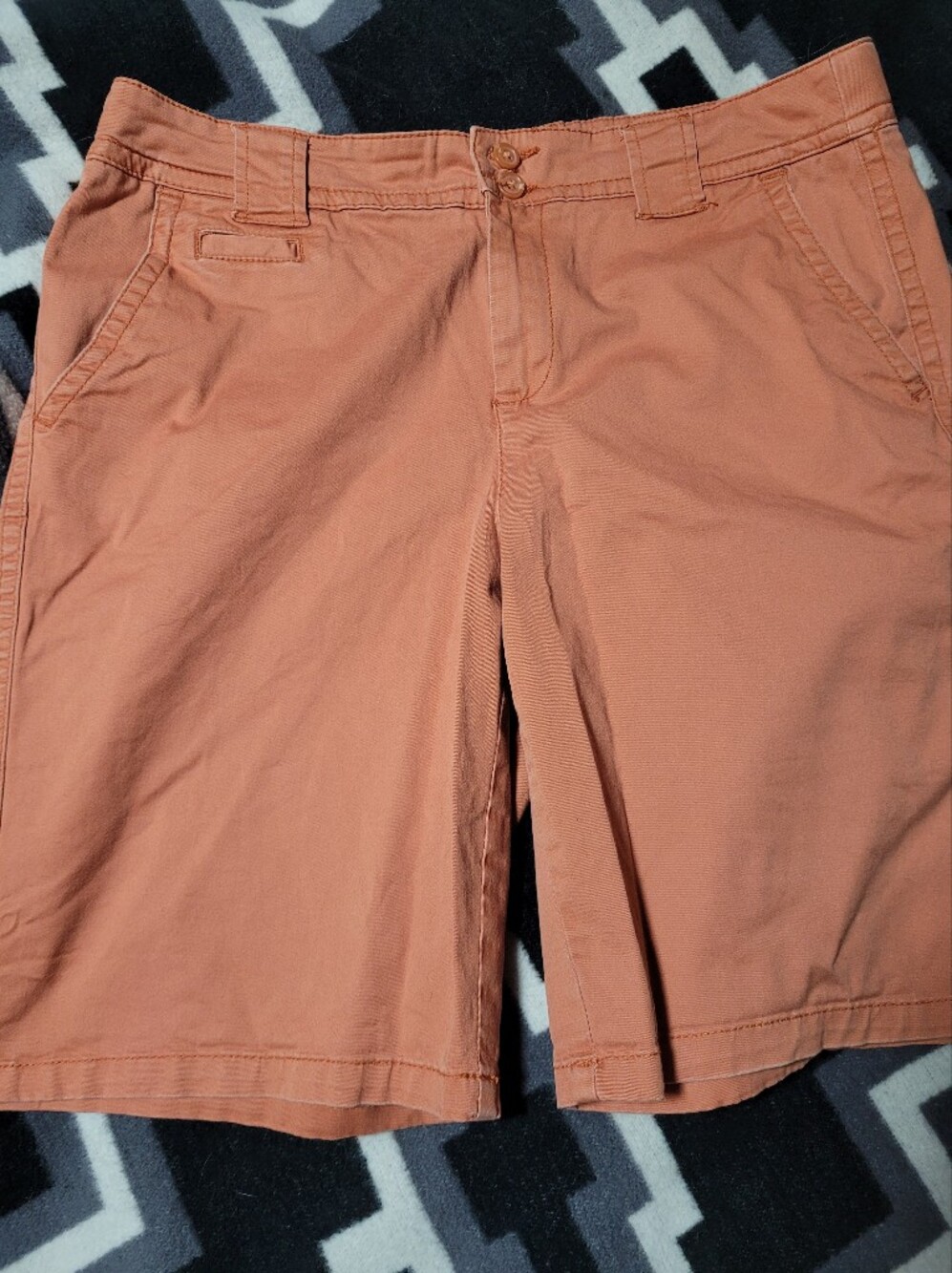 St Johns Bay Womens Chino Casual Rust Orange Cotton Shorts Size 12